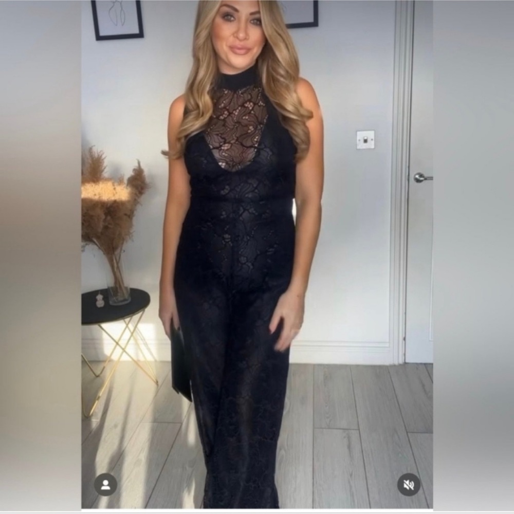 ZARA MIXED JUMPSUIT WITH LACE HIGH COLLAR WITH SLED BOW - Picture 9 of 16